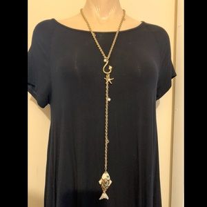 Betsy Johnson Fish and Hook necklace